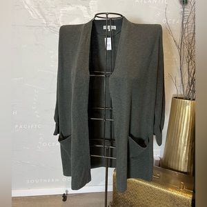 NWT Ann Taylor Loft Dark Green Balloon Sleeve Open Front Cardigan XL